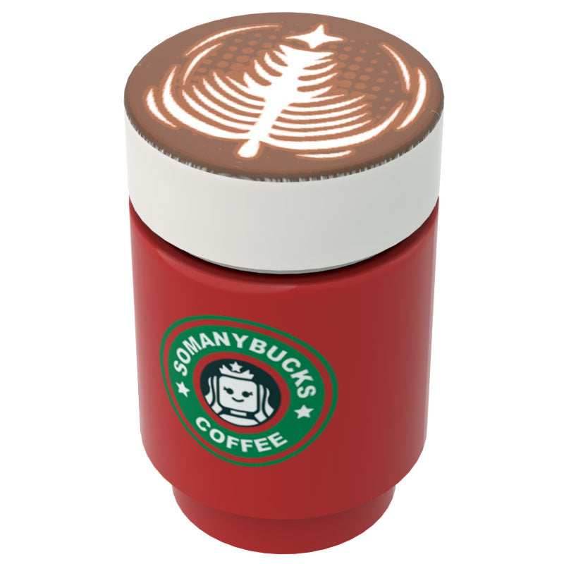 Somanybucks Christmas Coffee Cup w/ Christmas Tree Foam for Minifigs - B3 Customs -