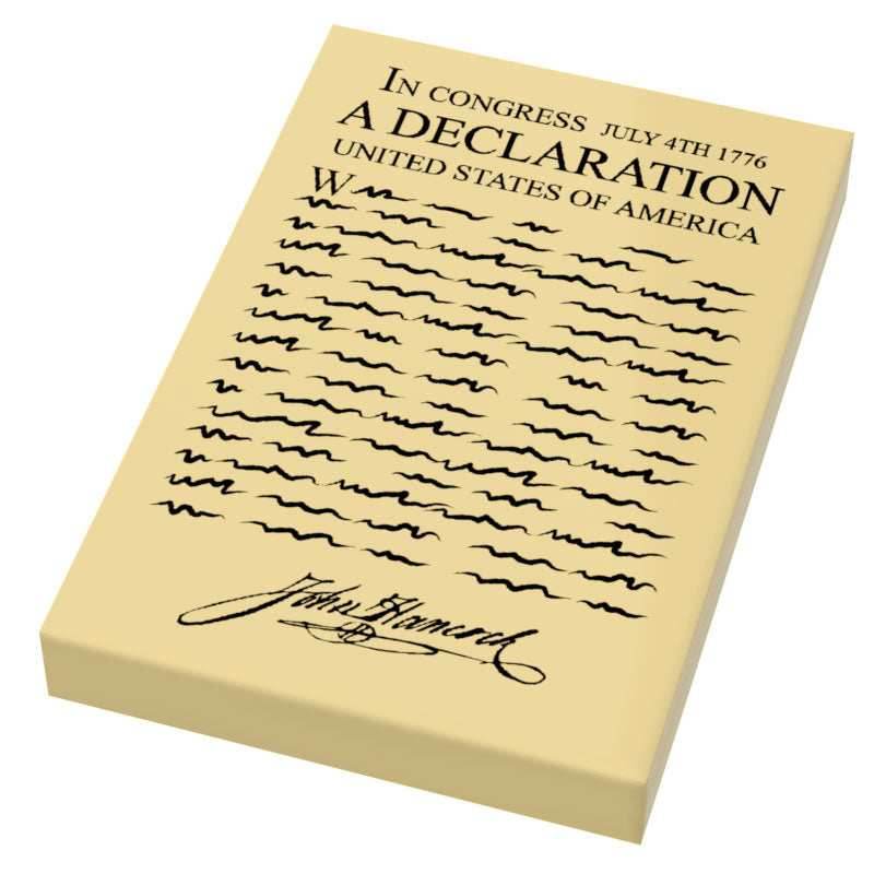 Declaration of Independence Printed 2x3 Tile made using LEGO part -
