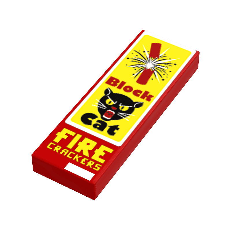 Firecrackers Block Cat Minifig Fireworks, 4th of July made using LEGO part -