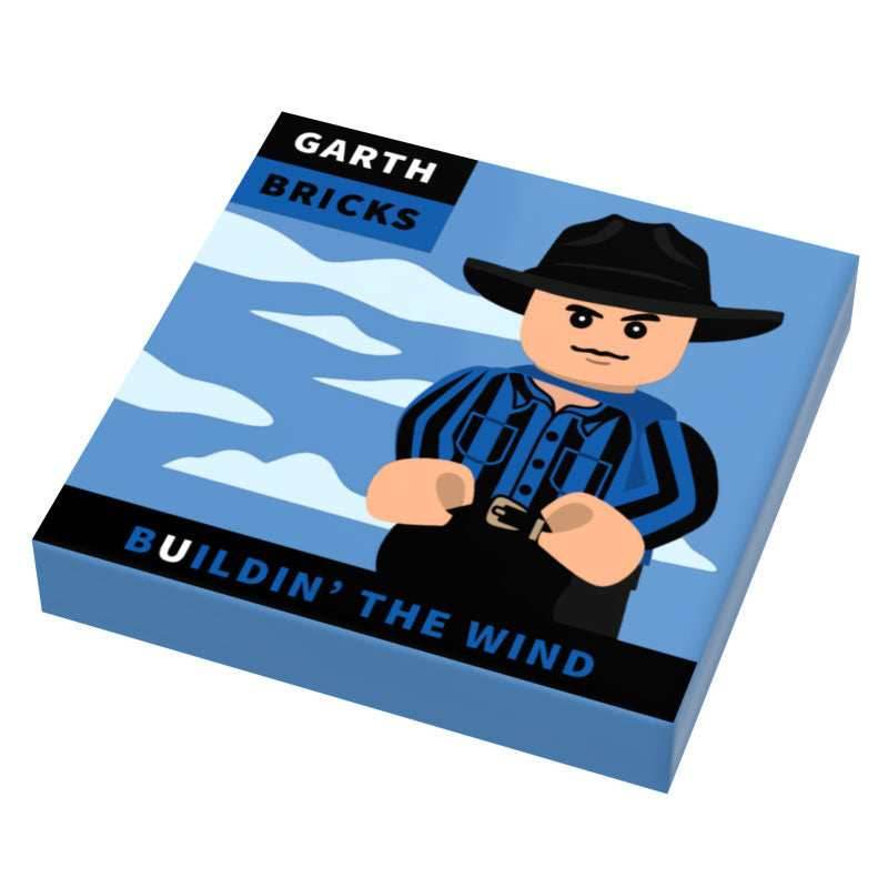 Garth Bricks Buildin' the Wind Music Album Cover (2x2 Tile) -