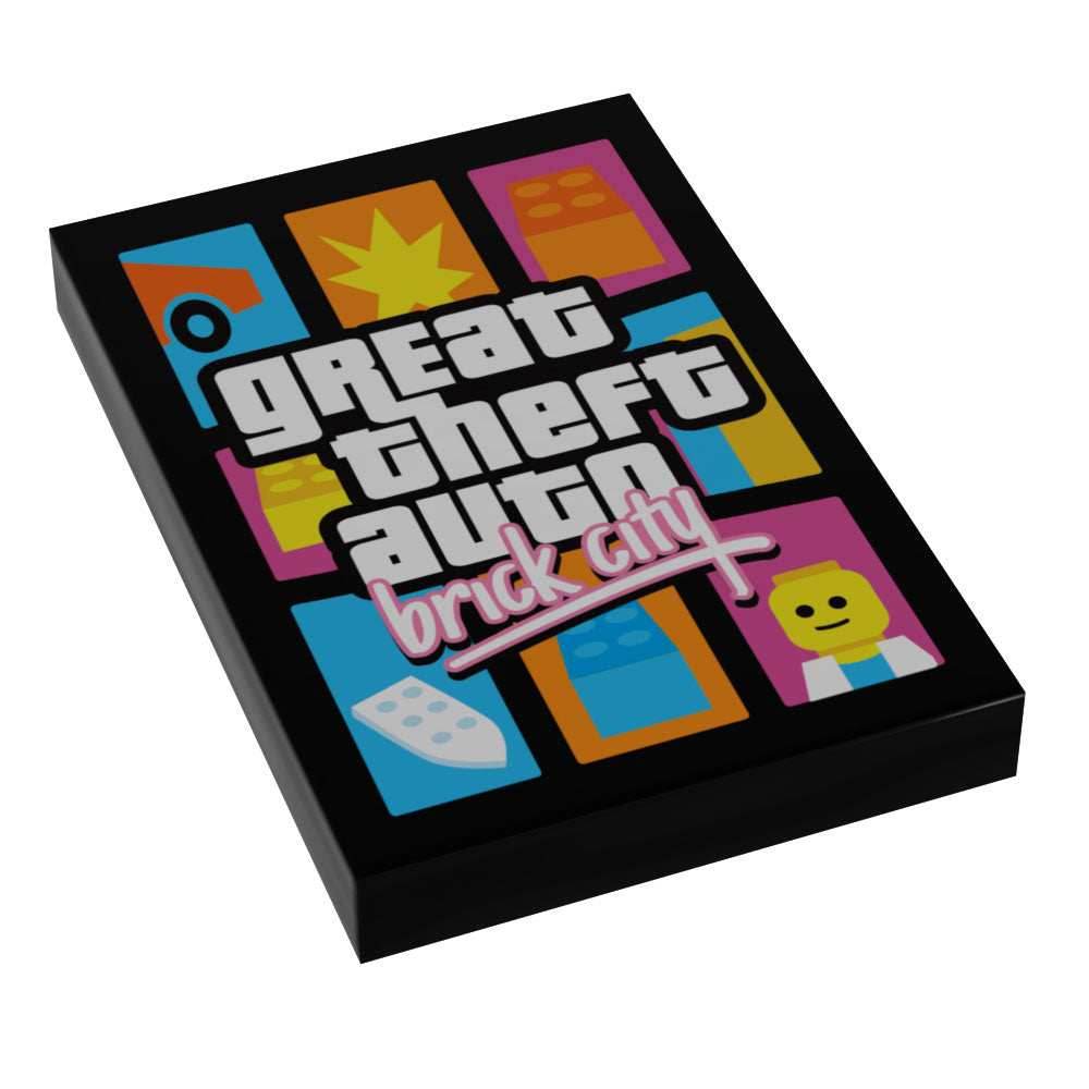 Great Theft Auto: Brick City Video Game Cover (2x3 Tile) made using LEGO part - B3 Customs -