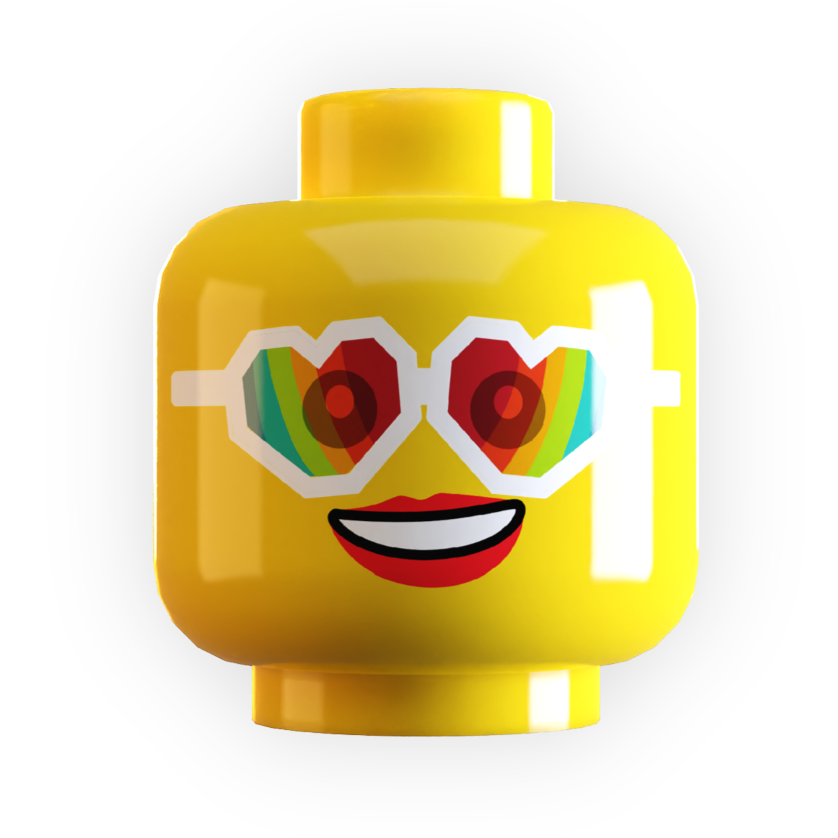 Heart Sunglasses Minifig Head made using LEGO part