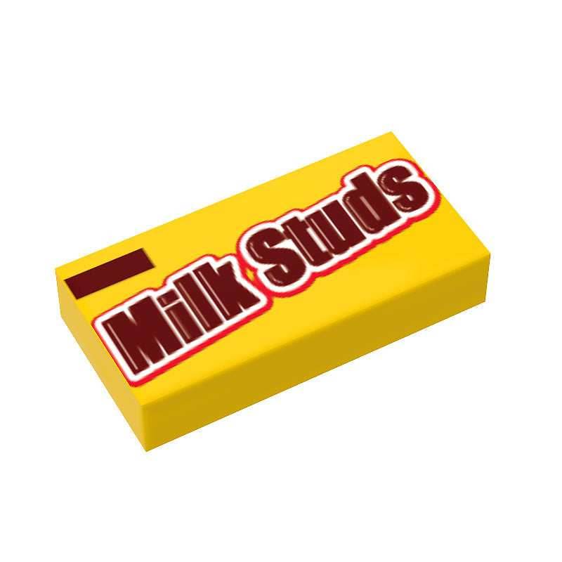 Milk Studs Custom Printed 1x2 Tile made using LEGO parts - B3 Customs -