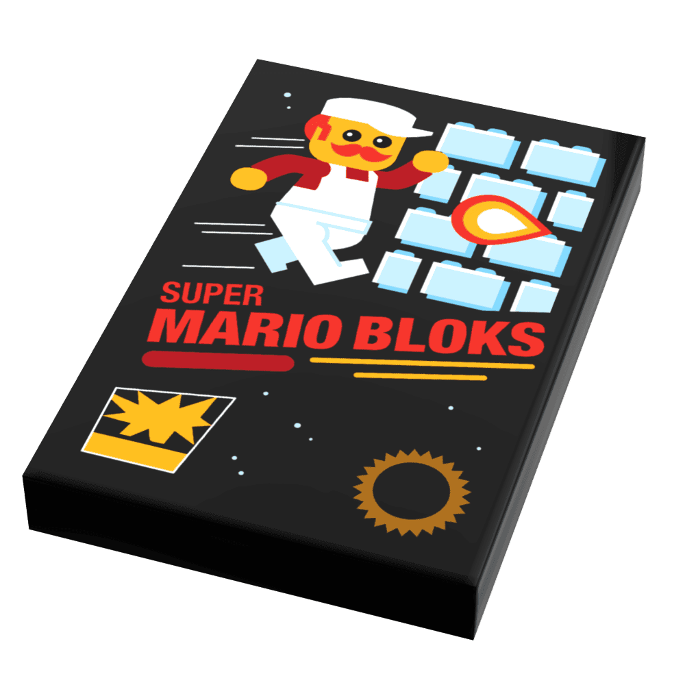 Custom Super Mario Bloks Video Game Cover (2x3 Tile) made using LEGO parts -