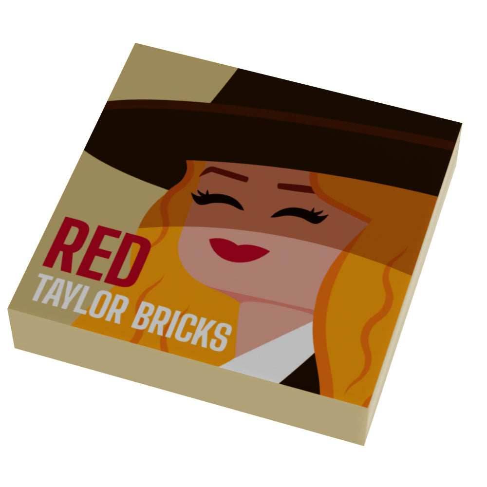 Taylor Bricks RED Music Album Cover (2x2 Tile) made using LEGO part - B3 Customs -