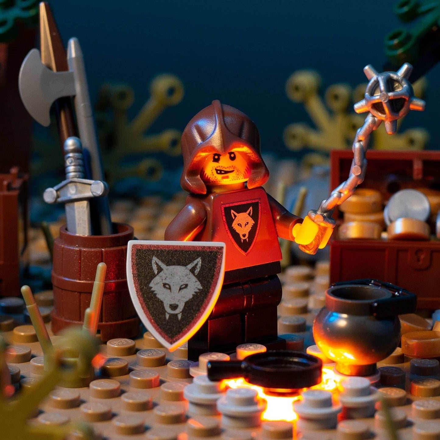 Wolfpack Raider (Flail) - Custom Castle Minifigure -