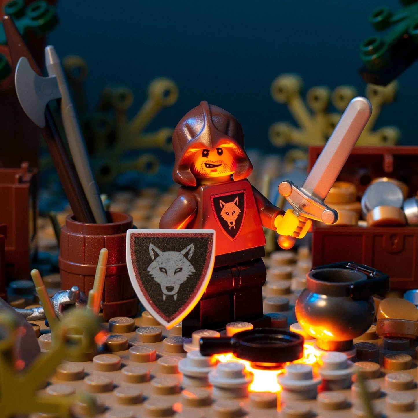 Castle Wolfpack Bandit (Sword) Minifig made using LEGO parts - B3 Customs -