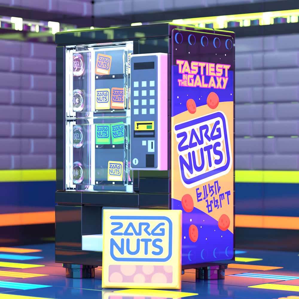 Zarg Nuts Vending Machine Building Set made using LEGO parts - B3 Customs -