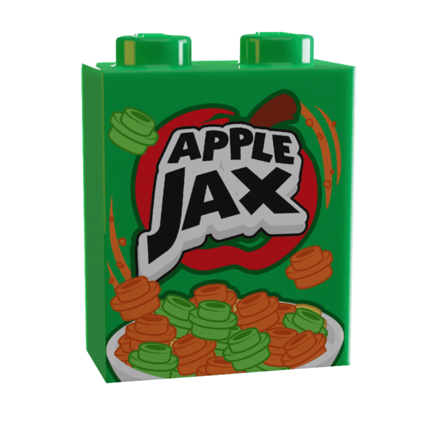 Apple Jax Cereal 1x2x2 Brick on LEGO part -
