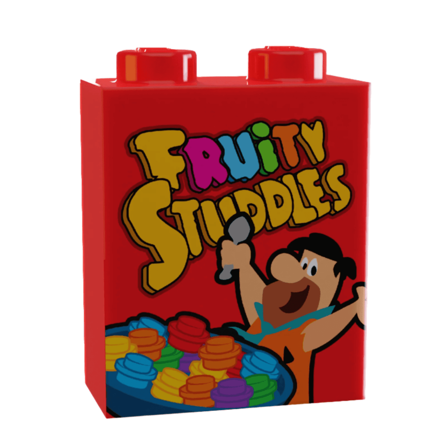 Fruity Studdles Cereal 1x2x2 Brick on LEGO part -