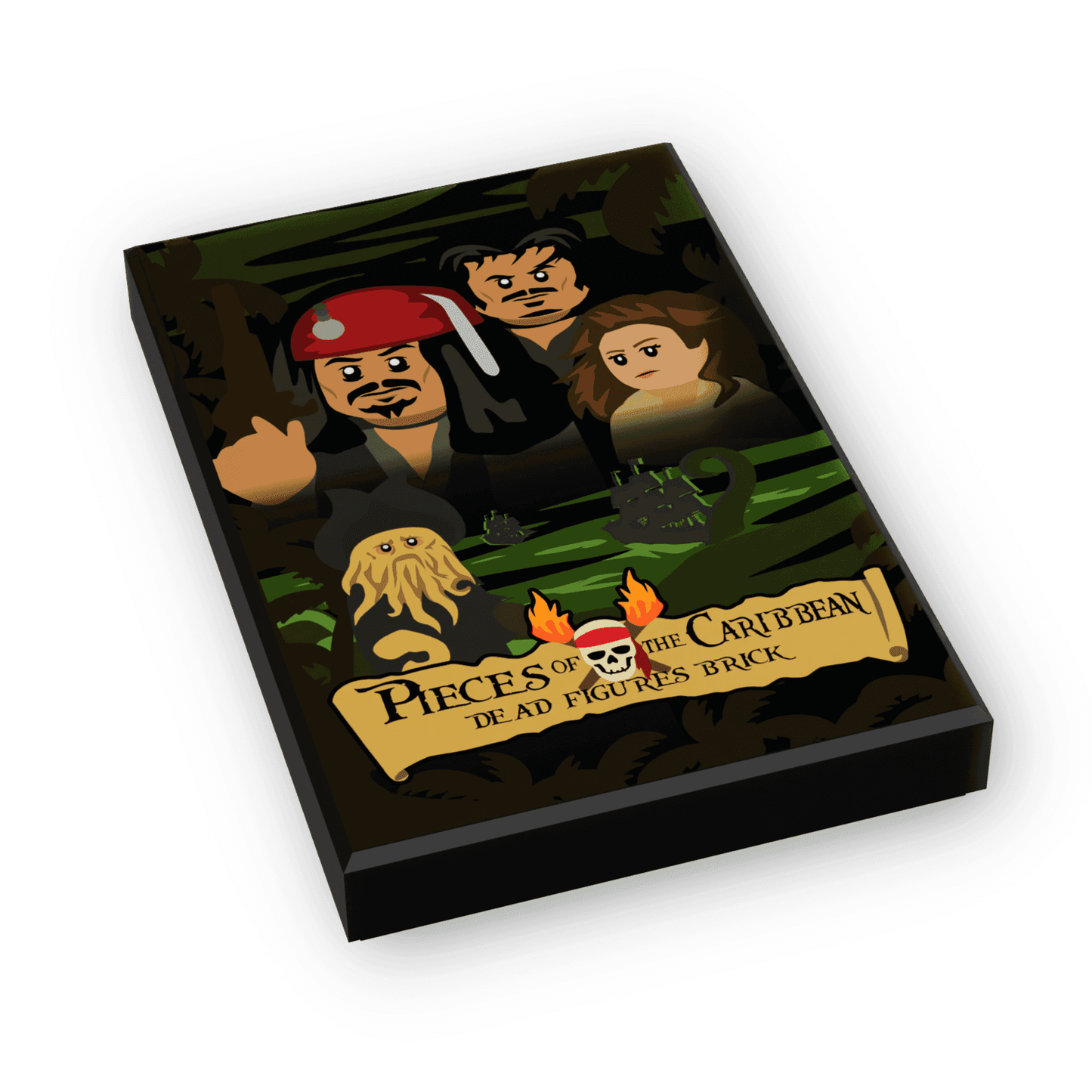 Pieces of the Caribbean: Dead Figures Brick Movie Cover (2x3 Tile) made using LEGO part -