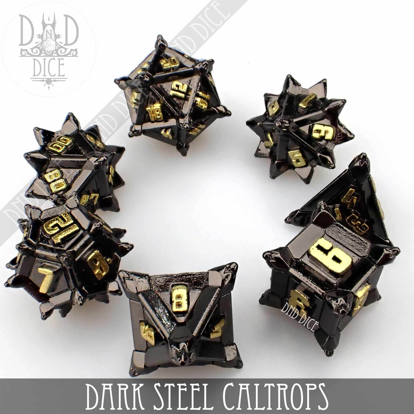 Dark Steel Caltrops Metal Dice Set -