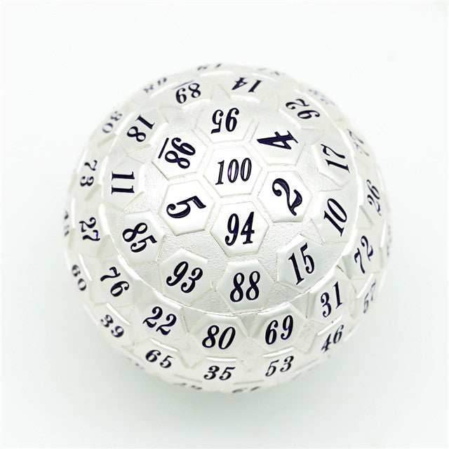 Silver Metal d100 w/ Purple Numbers Dungeons and Dragons RPG -