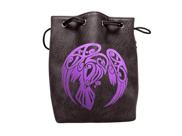 Black Leather Lite Raven Design Self-Standing Large Dice Bag -