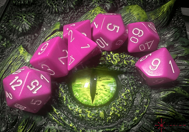 Opaque Polyhedral Light Purple/white 7-Die Set | DND Dice Set OOP -