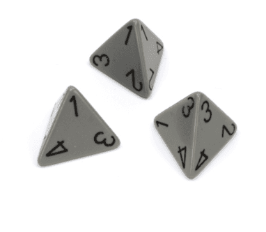 Opaque Polyhedral Grey /black d4 | 4-Sided Dice (sold per die) -