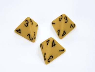 Opaque Polyhedral Yellow /black d4 | 4-Sided Dice (sold per die) -