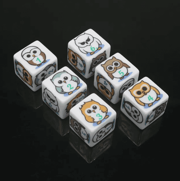 (White) Owl Dice | Printed d6 Dice Featuring Fantasy Animal Numbered - 1 Dice