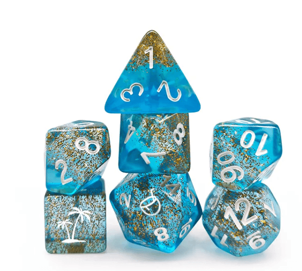 Coconut Themed Dice | 7-Dice Resin Dice Set Polyhederal Dice Set -