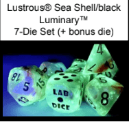 Lustrous® Polyhedral Sea Shell/black Luminary™ 7-Die Set (with bonus die) -