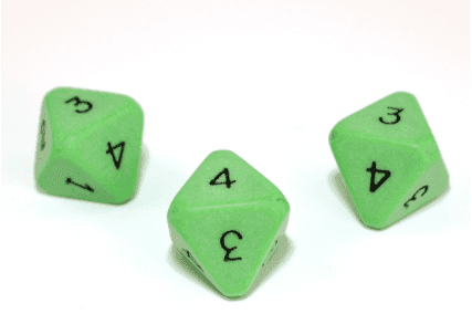 Opaque Green/black d8 numbered 1-4 twice| Specialty d4 (sold per die) -