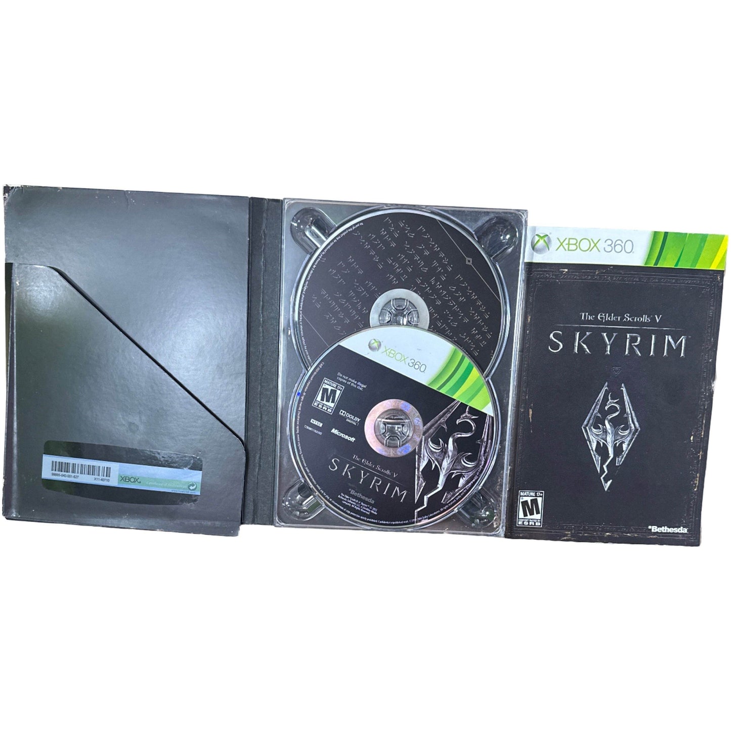 Elder Scrolls V: Skyrim - Xbox 360 - Game Disc-Bonus Disc-Manual-Black Case (Collectors Edition)