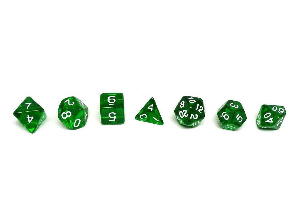 Emerald Green Translucent Dice - 7 Piece Set -