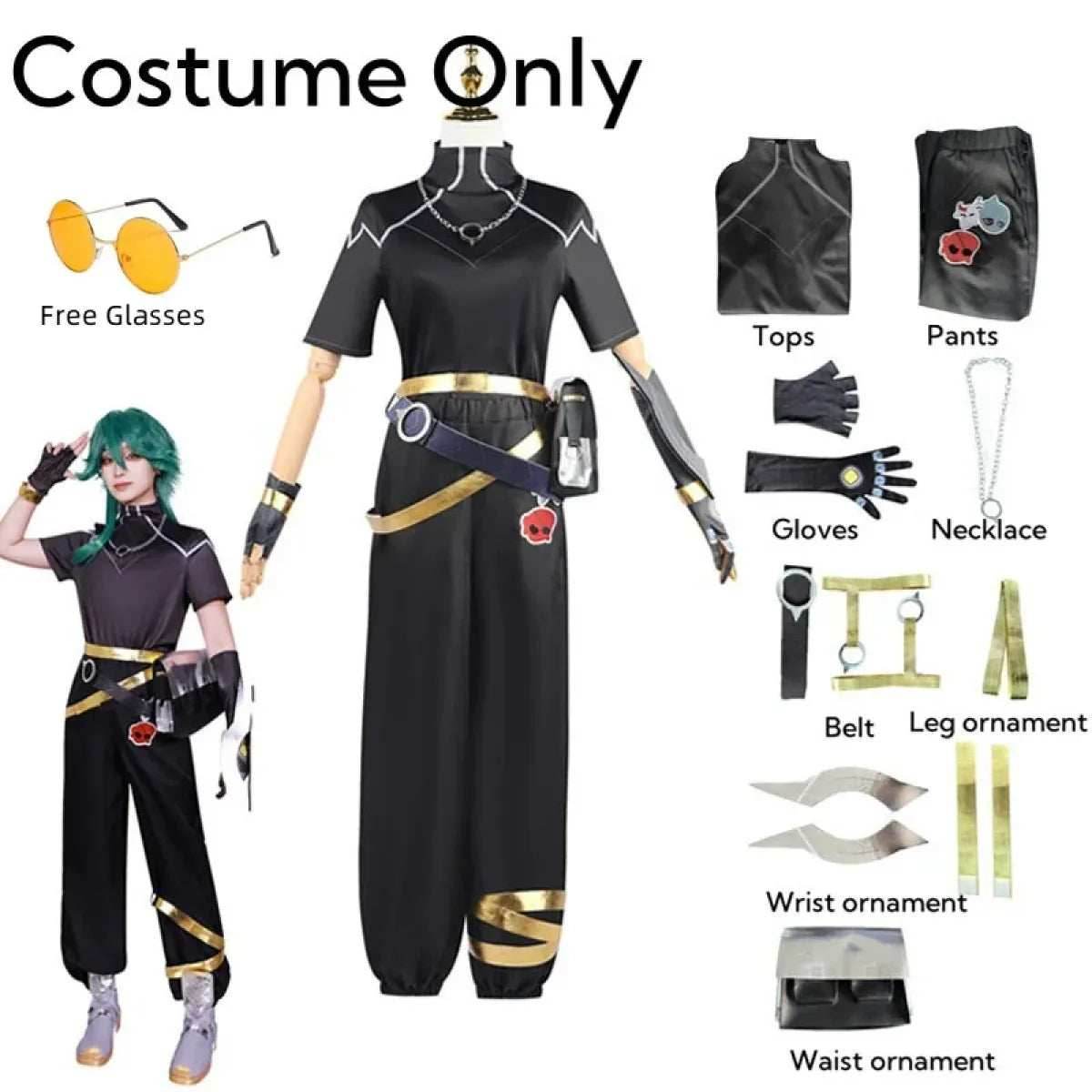 Ezreal Cosplay Costume – League of Legends Outfit with Wig & Props - S / Costume and wig