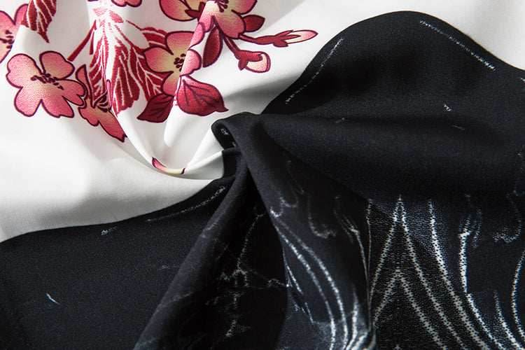 YC135 Pink Flowers Lightweight Pants - White / S