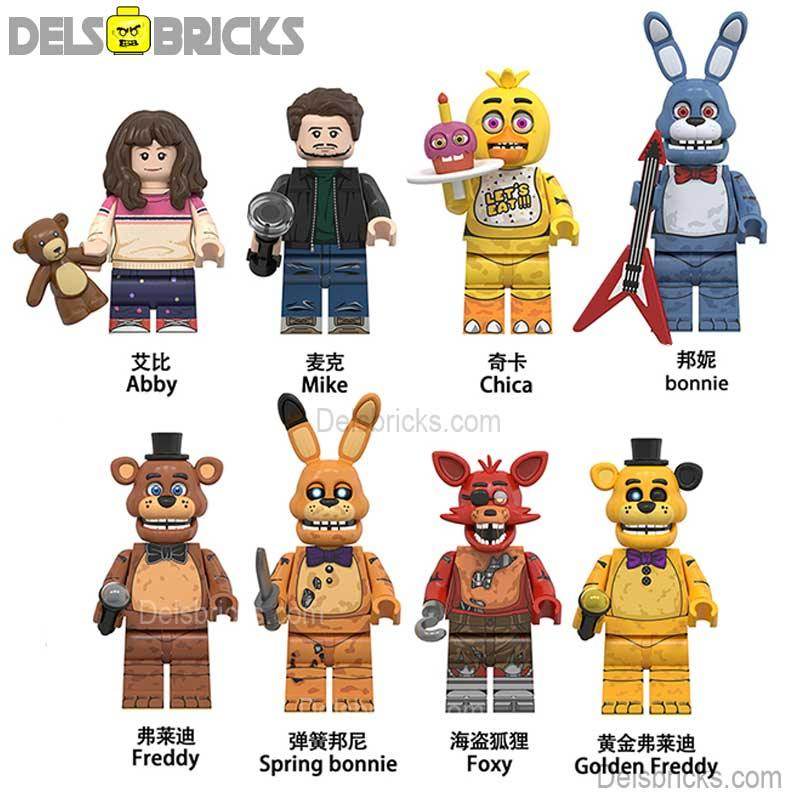 Five Nights At Freddys Movie set of 8 Lego Minifigures custom toys -