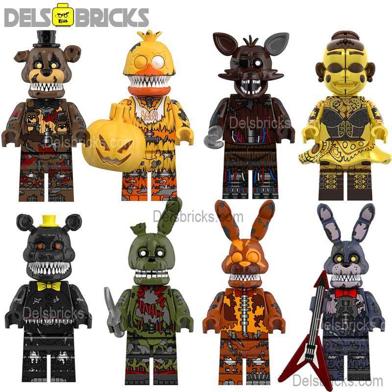 Five Nights At Freddys set of 8 Lego Minifigures custom toys NEW -