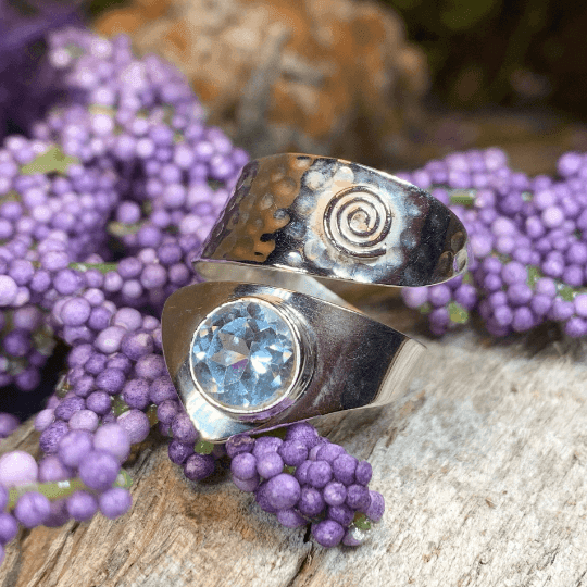 Celtic Spiral Wrap Ring - 8 / Purple Charoite