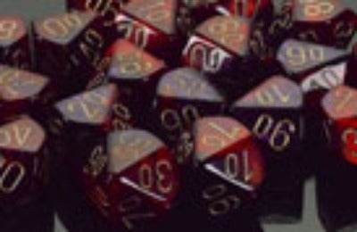 Gemini 1 Polyhedral Purple-Red w/gold 7 Die Set -