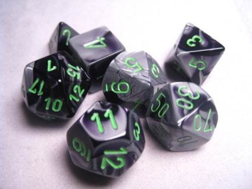 Gemini 5 Polyhedral Black-Grey w/green 7 Die Set -