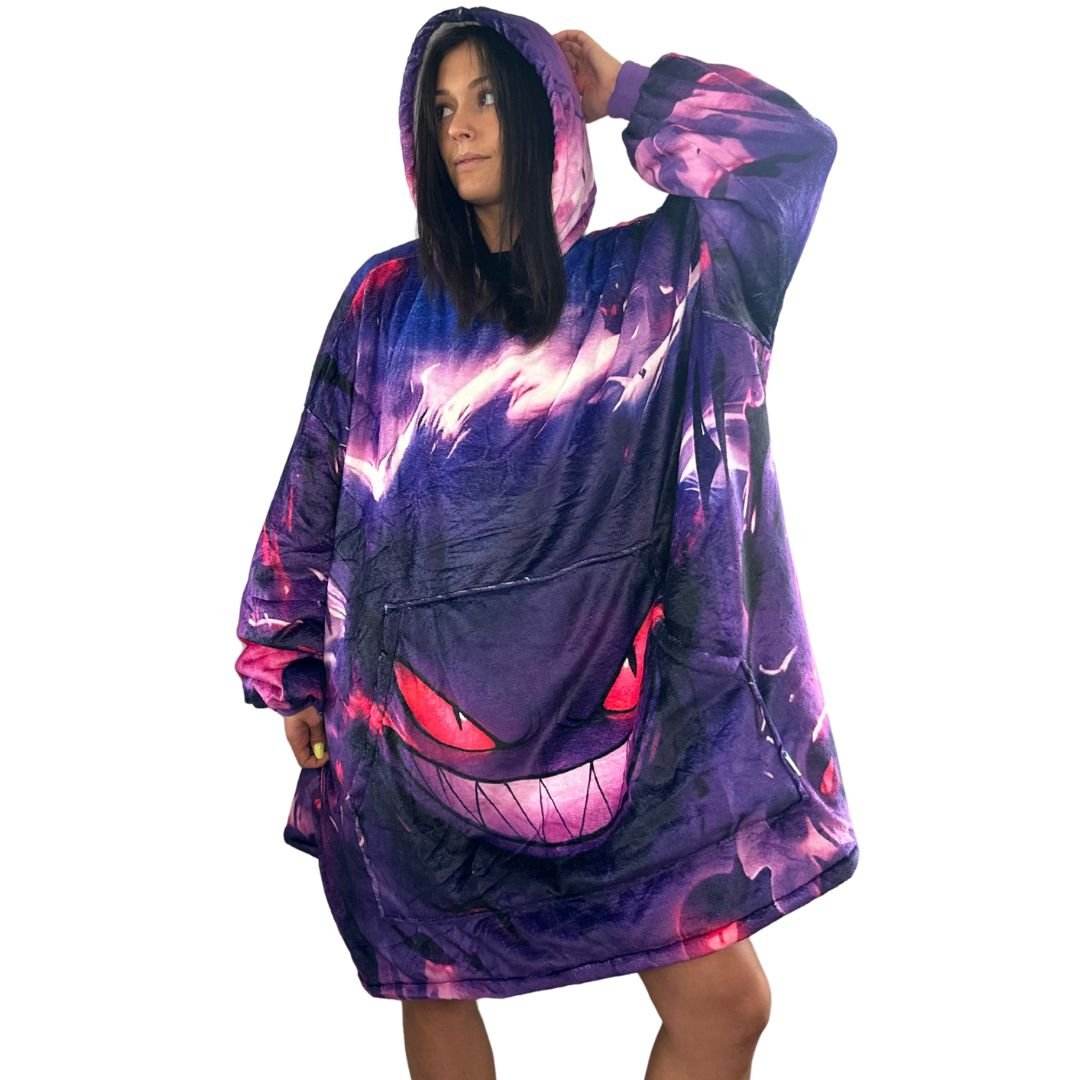 Gengar Wearable Blanket Hoodie for Kids & Adults - adult