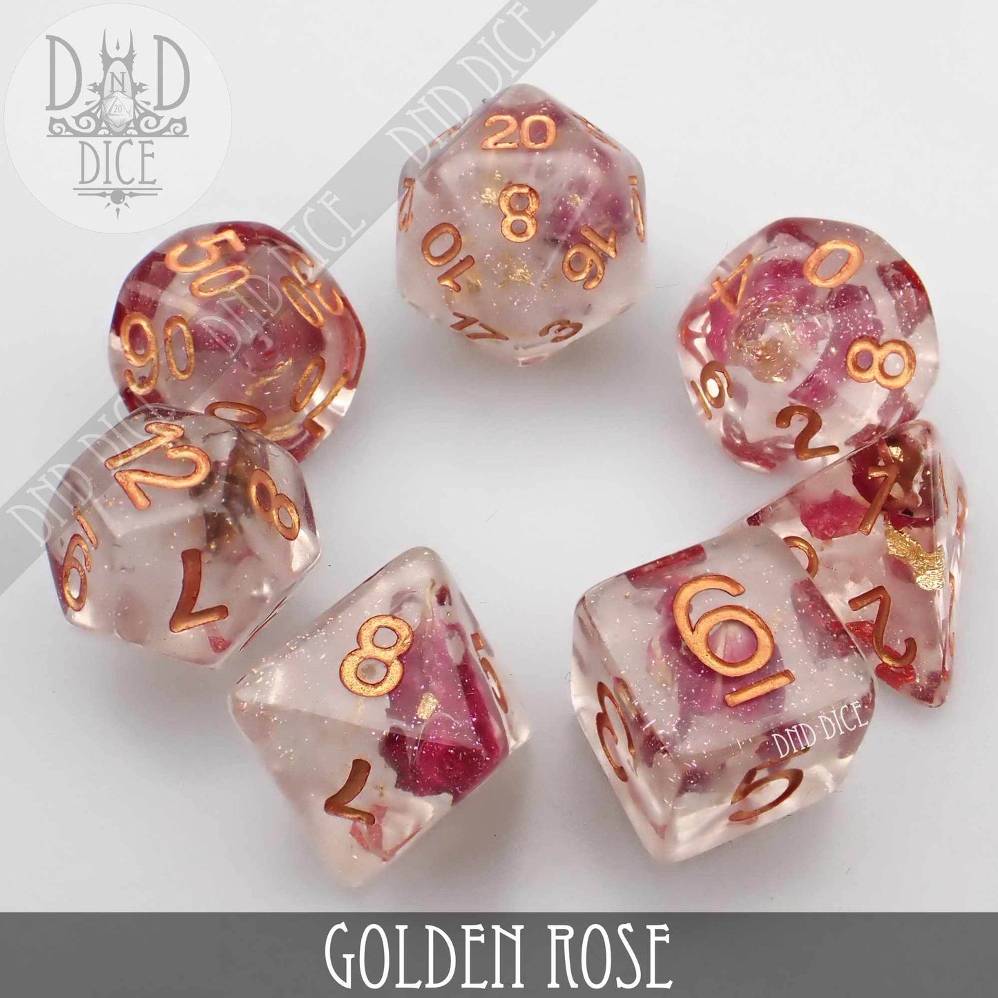 Golden Rose Dice Set -