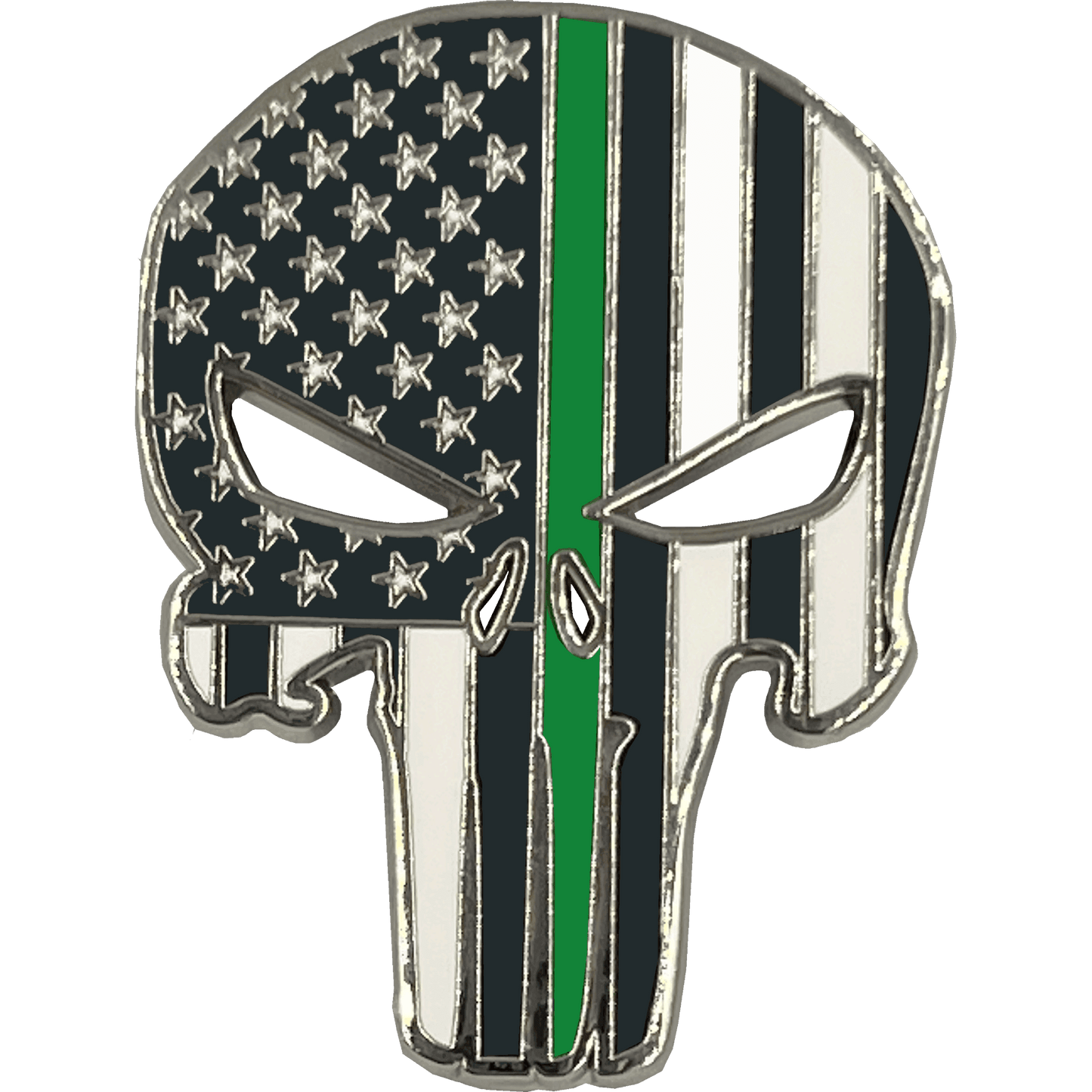 PBX-001-D Thin Green Line American Flag Pin Border Patrol with die-cut eyes and dual pin posts and deluxe locking clasps -