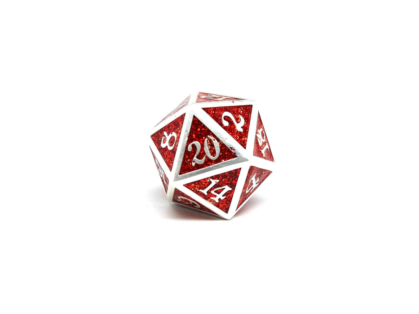 Heroic Dice of Metallic Luster - Red with Silver Font -