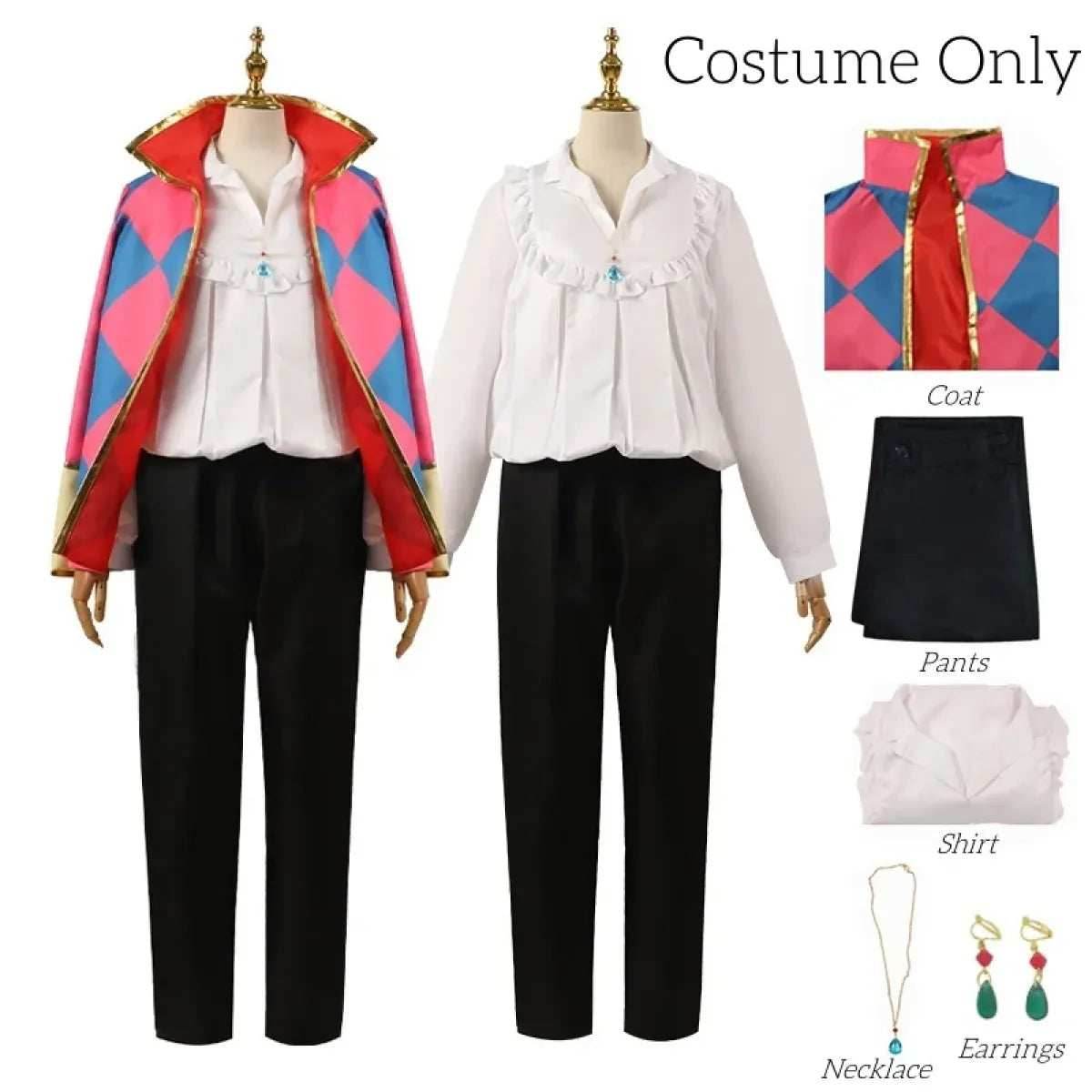 Howl Cosplay Costume – Howl's Moving Castle Outfit with Wig & Accessories - S / Costume