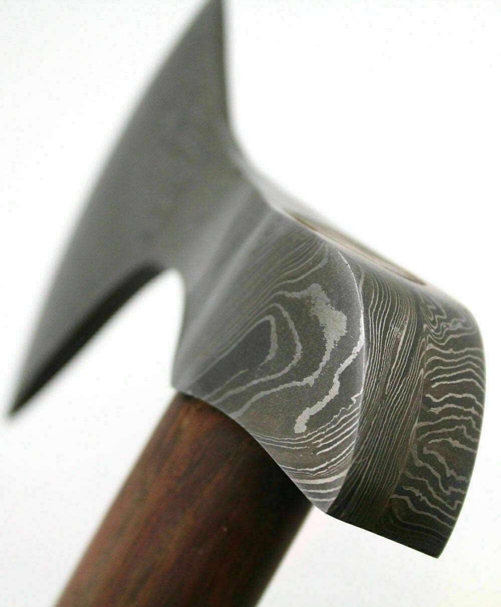 Custom Handmade Damascus Steel Burl Wood Axe Hatchet Tomahawk MB-0027