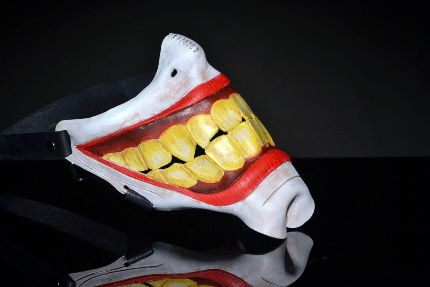 Smiling Handmade Genuine Leather Riding Mask -