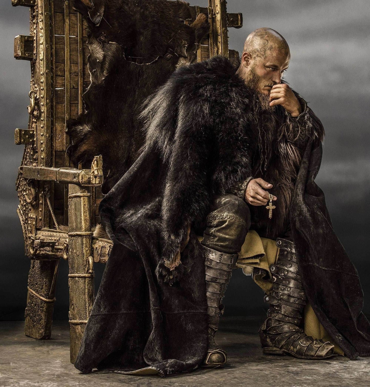 Ragnar black leather boots (Vikings) - Black / 5