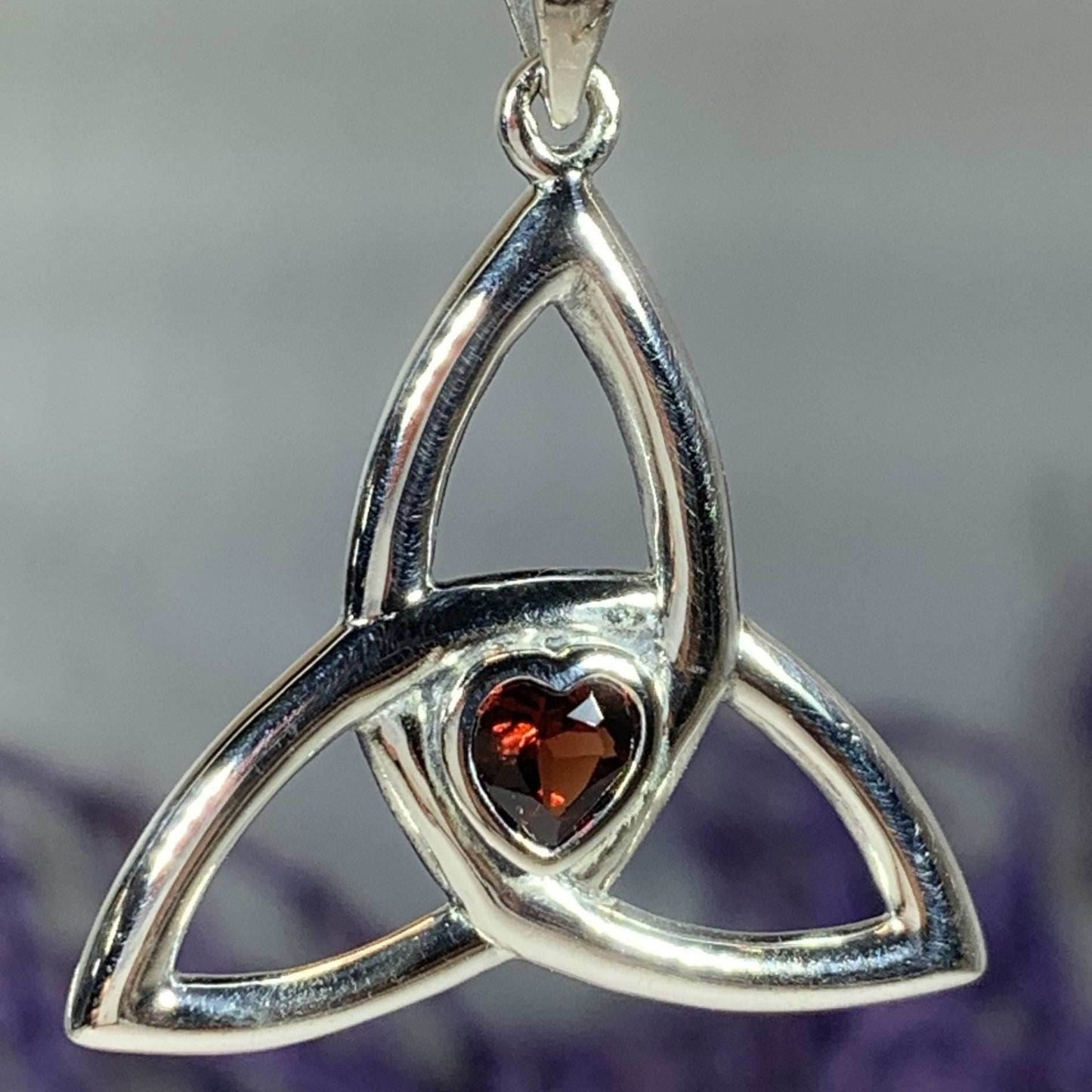 McKenna Trinity Knot Heart Necklace - Garnet