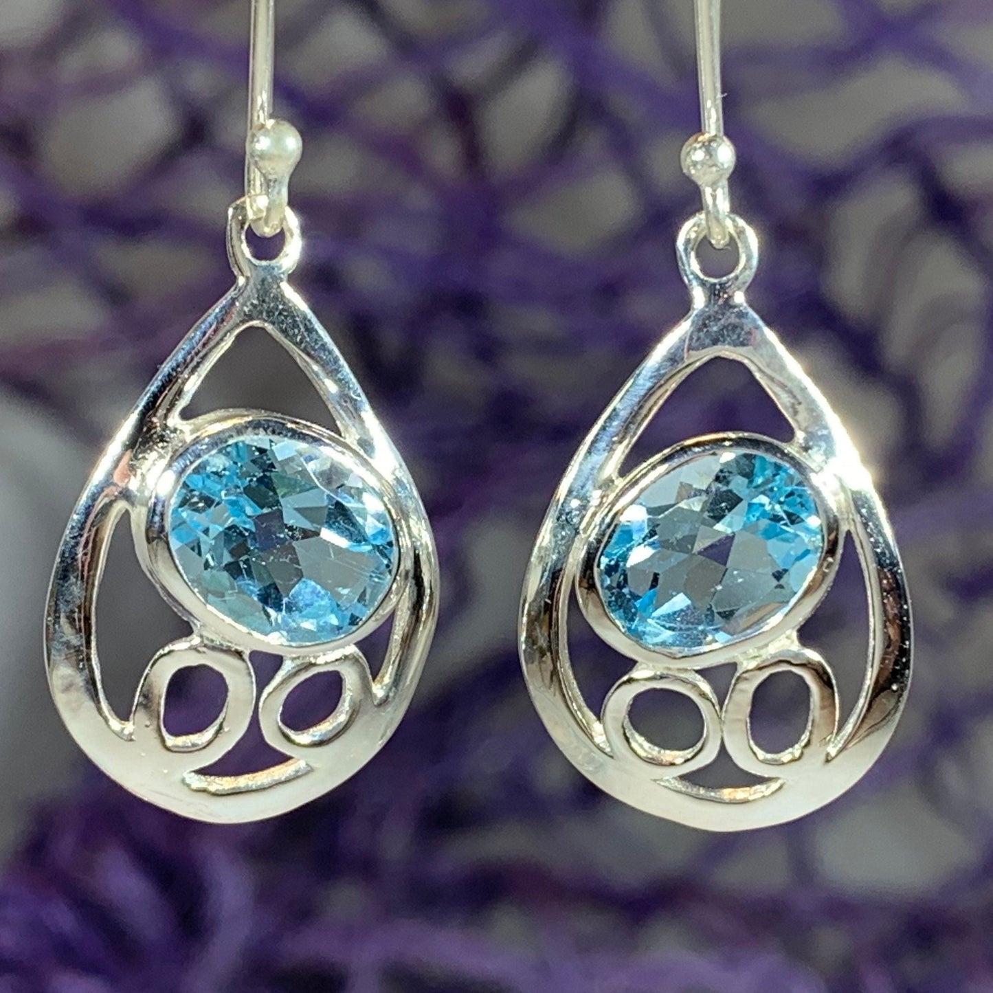Blue Topaz Celtic Earrings