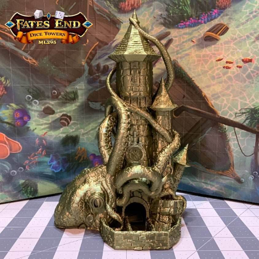 Fates End Kraken Dice Tower - Green Bronze / Without Tray