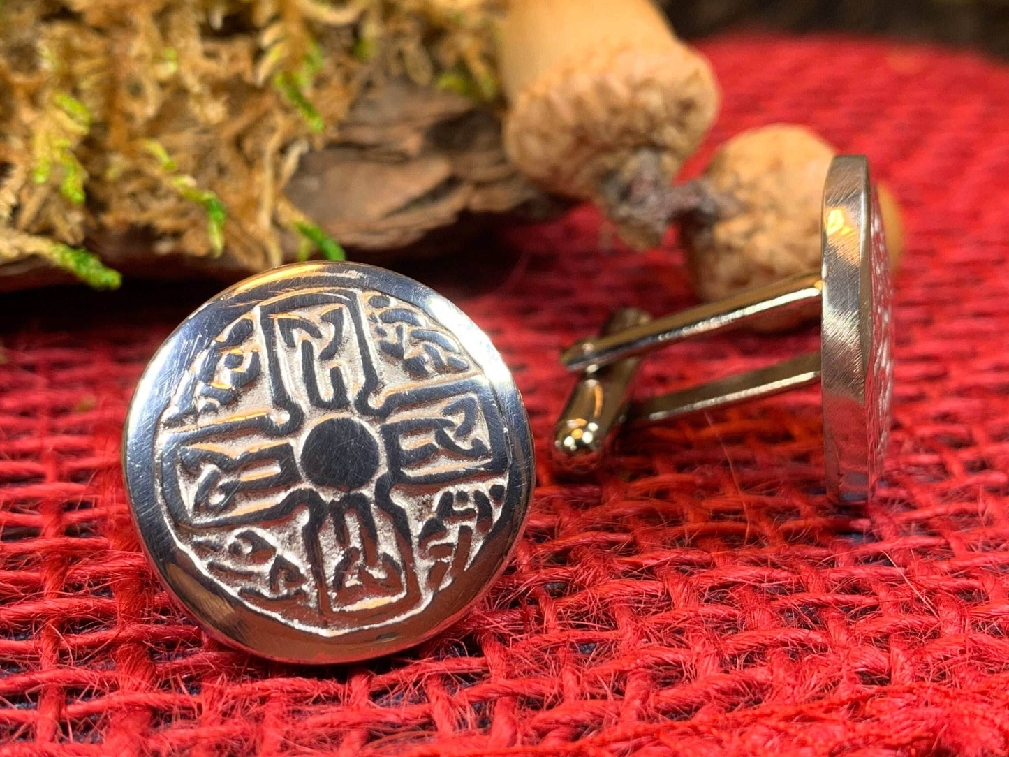 Round Celtic Cross Cuff Links -
