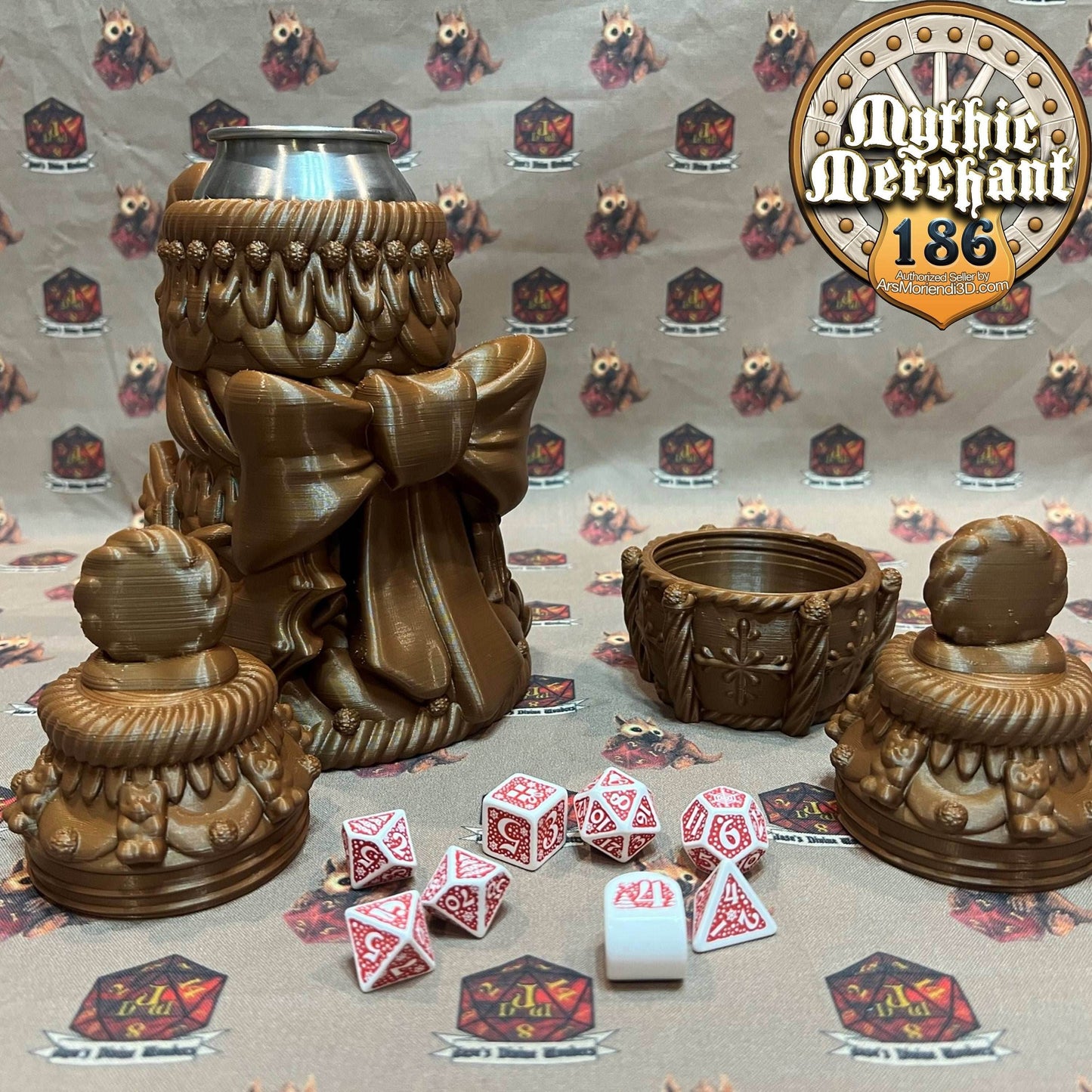 Gingerbread Dice Case from Ars Moriendi 3D - Dungeons and Dragons, Pathfinder, TTRPG, Dice Cup/Roller - Black