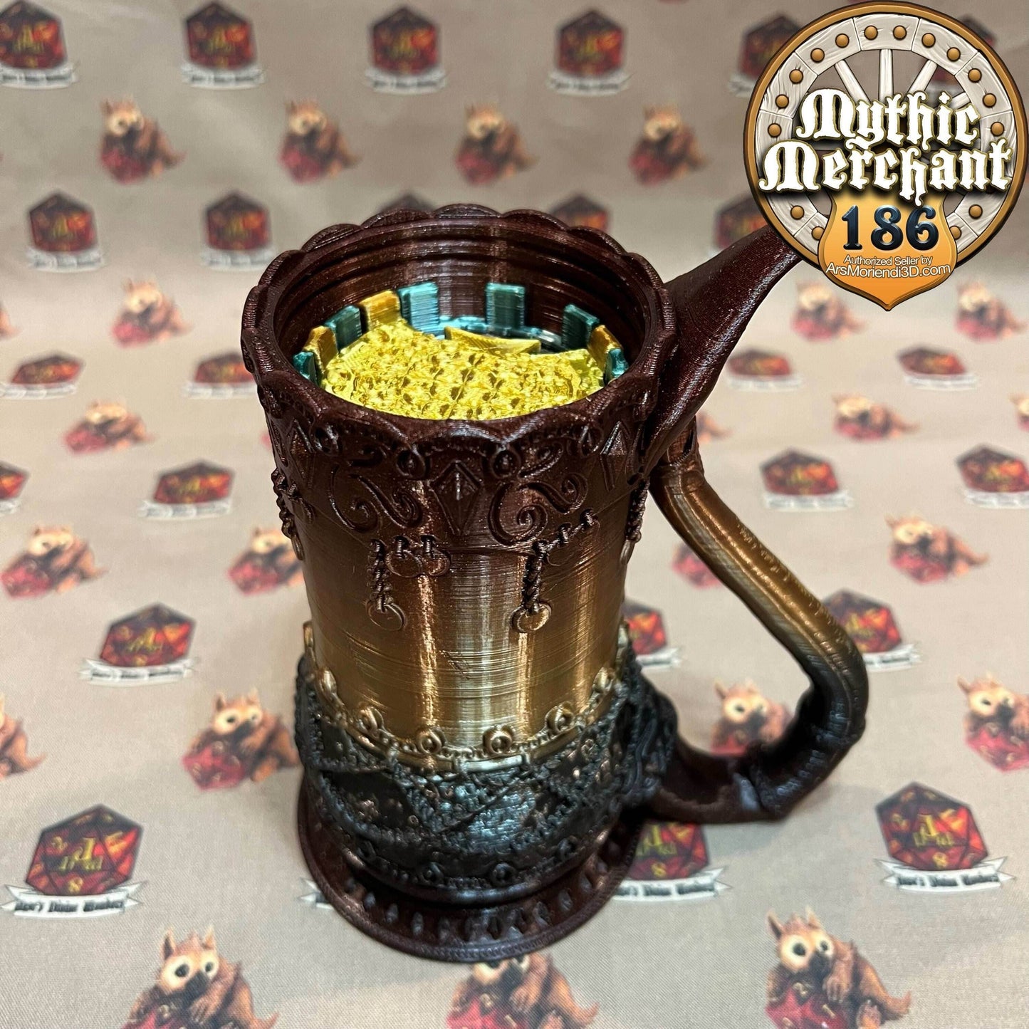 Mythic Mug Dice Tower from Ars Moriendi 3D - Dungeons and Dragons, Pathfinder, TTRPG, Dice Cup/Roller - Black