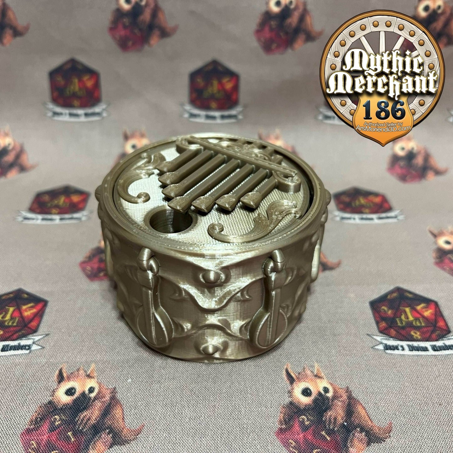 Bard Dice Case from Ars Moriendi 3D - Dungeons and Dragons, Pathfinder, TTRPG, Dice Cup/Roller - Black