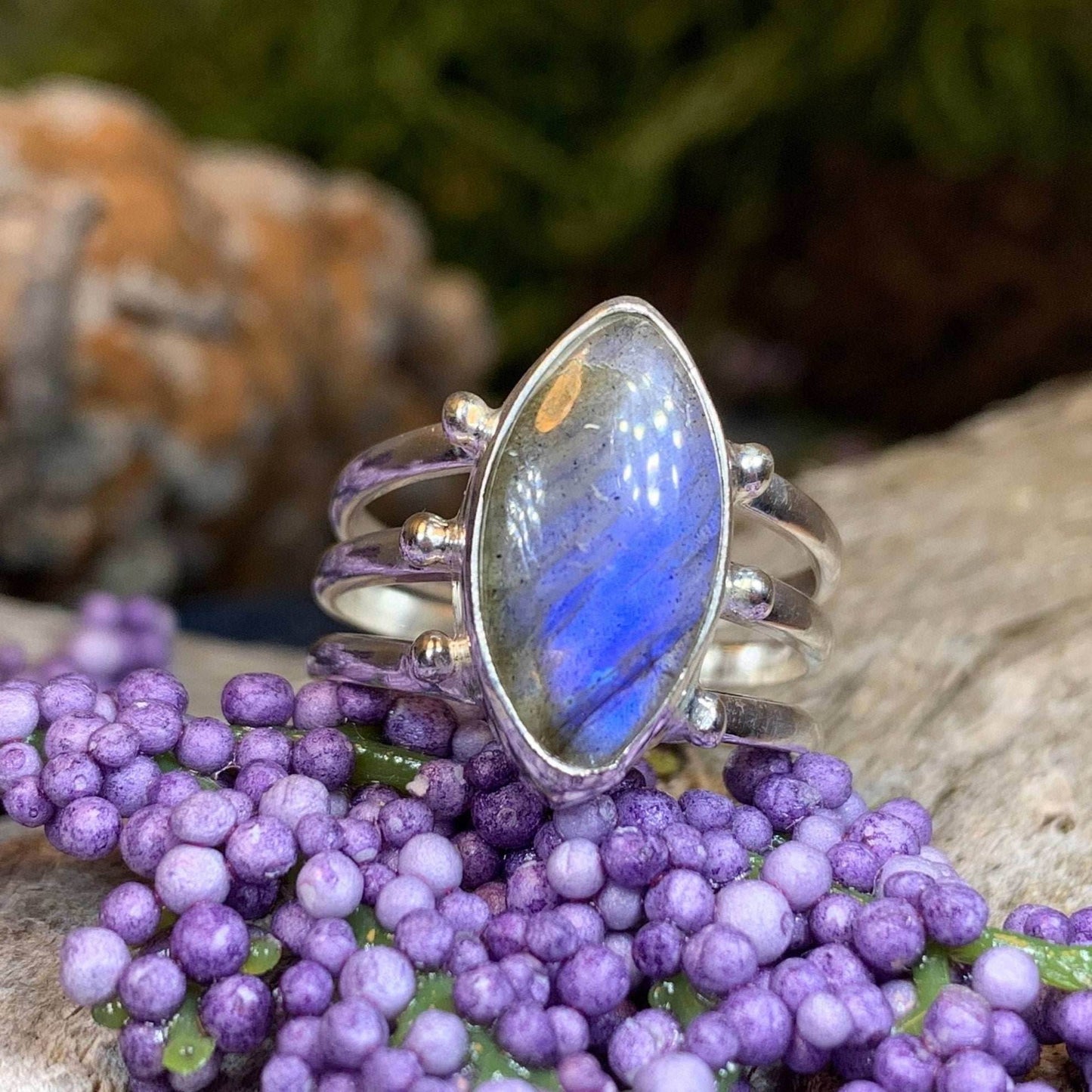 Celtic Mystic Labradorite Ring - 8 / Diamond